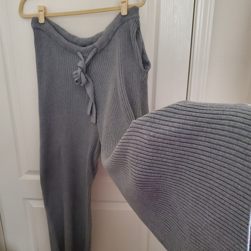 Eloquii Womens Plus Size 14W/16W Wide Leg Sweater Pant Heather Grey